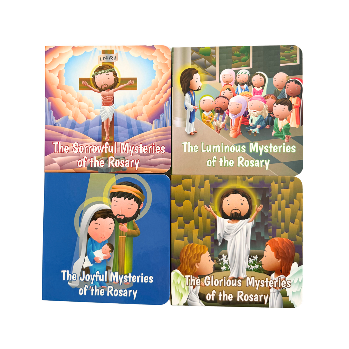 Mysteries of the Rosary 4 Board Book + Rosary