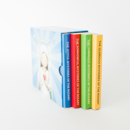 Mysteries of the Rosary 4 Board Book + Rosary