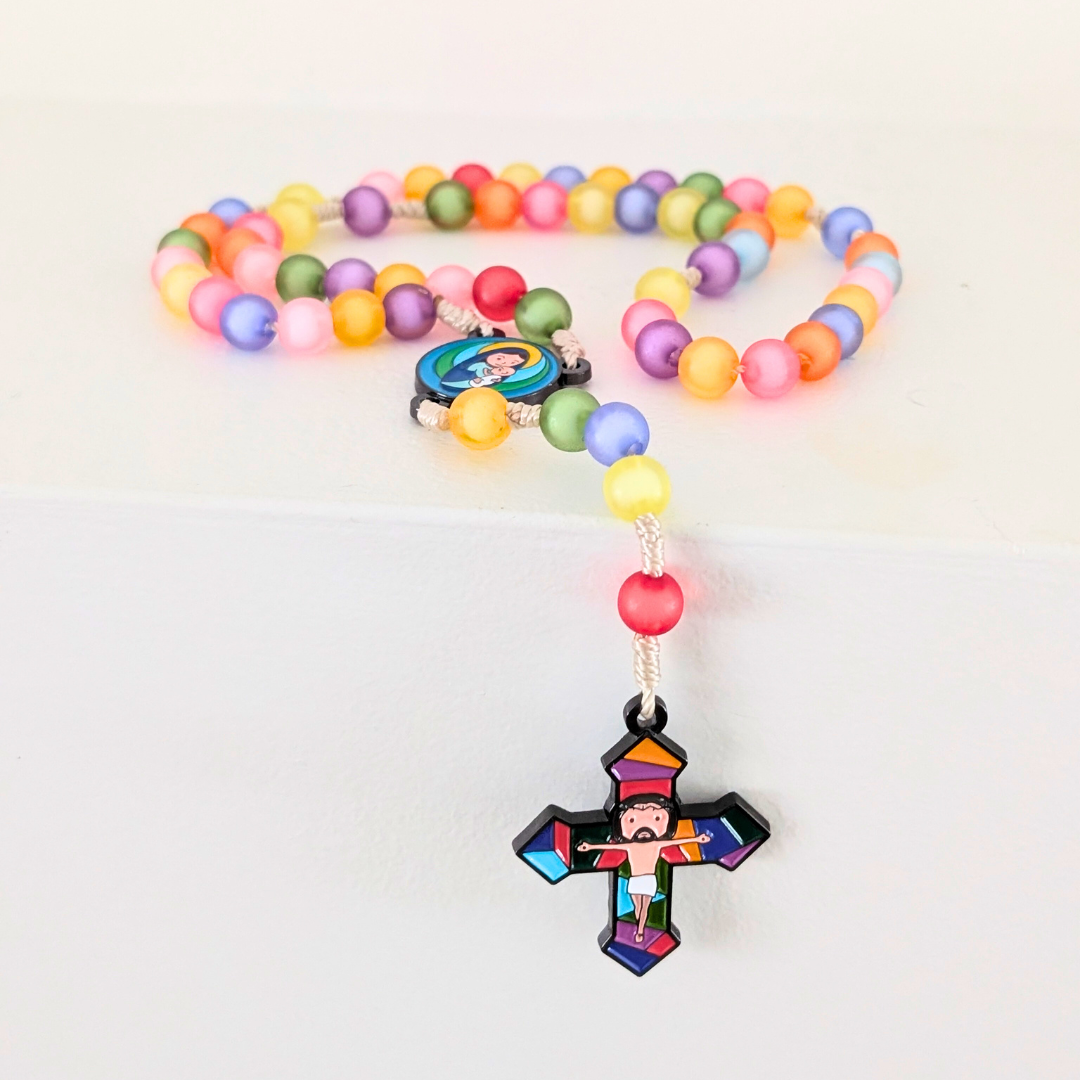 Mysteries of the Rosary 4 Board Book + Rosary